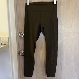 lululemon in movement Dark Olive Leggings RARE ALOHA print